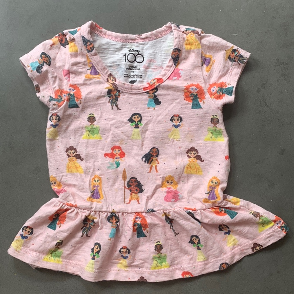 Monica & Andy Disney Princess peplum tee with light toddler wear & tear
